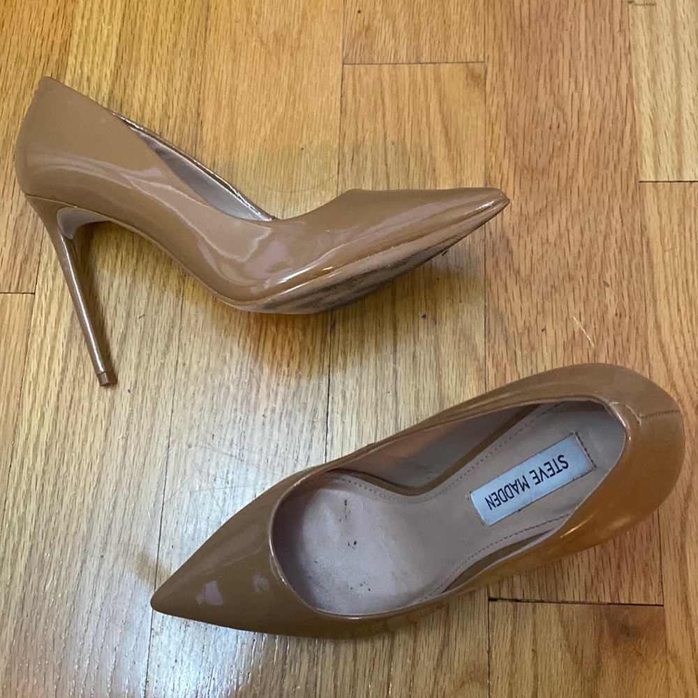Steve madden camel patent leather heels worn 2x